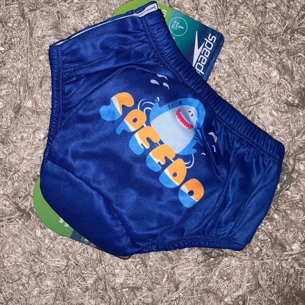 Speedo UV Sun Protection Royal Blue Shark Swim Diaper - size L - NWT